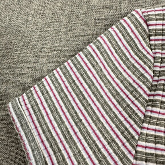 NEW! Hippie Rose Ribbed Henley Knit Top Striped V-Neck XL Cotton Blend Short Sle - Picture 8 of 9